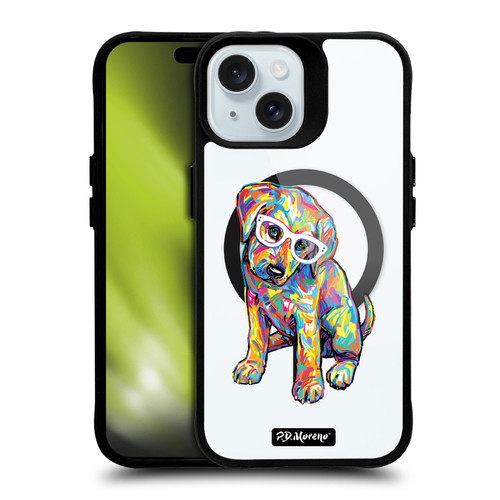 P.D. Moreno Gothic Art Labrador Retriever BLACK SHOCKPROOF BUMPER CASE COMPATIBLE WITH  & MAGSAFE Apple iPhone 15
