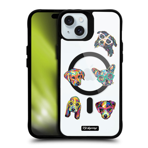 P.D. Moreno Gothic Art Dog Heads BLACK SHOCKPROOF BUMPER CASE COMPATIBLE WITH  & MAGSAFE Apple iPhone 15 Plus