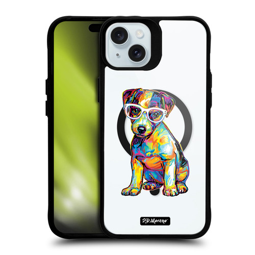 P.D. Moreno Gothic Art Jack Russell BLACK SHOCKPROOF BUMPER CASE COMPATIBLE WITH  & MAGSAFE Apple iPhone 15 Plus