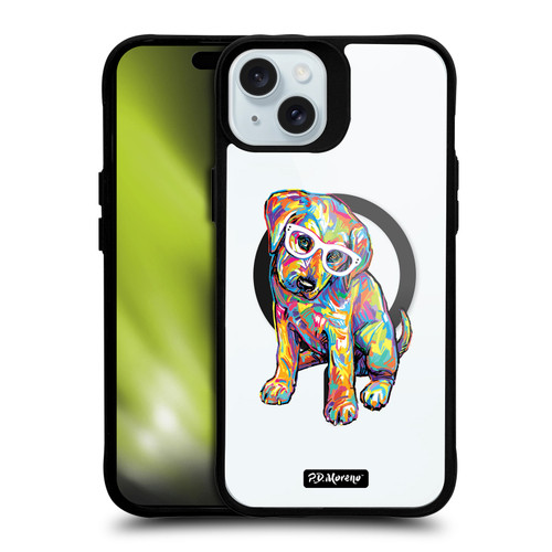 P.D. Moreno Gothic Art Labrador Retriever BLACK SHOCKPROOF BUMPER CASE COMPATIBLE WITH  & MAGSAFE Apple iPhone 15 Plus