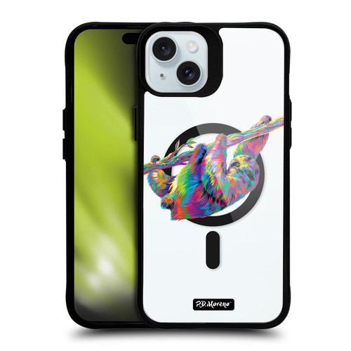 P.D. Moreno Gothic Art Sloth BLACK SHOCKPROOF BUMPER CASE COMPATIBLE WITH  & MAGSAFE Apple iPhone 15 Plus