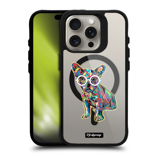 P.D. Moreno Gothic Art French Bulldog BLACK SHOCKPROOF BUMPER CASE COMPATIBLE WITH  & MAGSAFE Apple iPhone 15 Pro