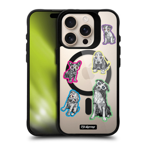 P.D. Moreno Gothic Art Dogs Greyscale BLACK SHOCKPROOF BUMPER CASE COMPATIBLE WITH  & MAGSAFE Apple iPhone 16 Pro