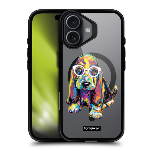 P.D. Moreno Gothic Art Basset Hound BLACK SHOCKPROOF BUMPER CASE COMPATIBLE WITH  & MAGSAFE Apple iPhone 17