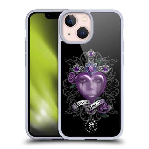 Anne Stokes Dark Hearts Purple Soft Gel Case for Apple iPhone 13 Mini