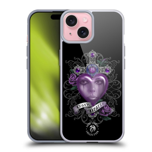 Anne Stokes Dark Hearts Purple Soft Gel Case for Apple iPhone 15