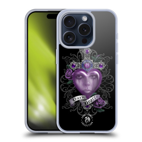Anne Stokes Dark Hearts Purple Soft Gel Case for Apple iPhone 15 Pro