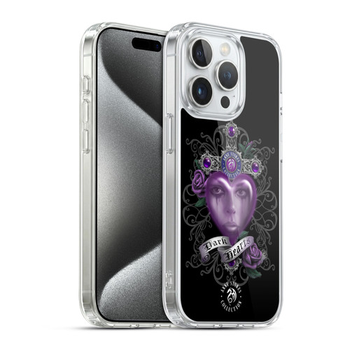 Anne Stokes Dark Hearts Purple Soft Gel Case for Apple iPhone 15 Pro & MagSafe