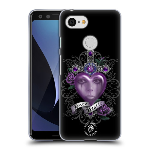 Anne Stokes Dark Hearts Purple Soft Gel Case for Google Pixel 3