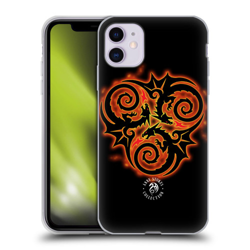 Anne Stokes Fire Tribal Triple Dragon Soft Gel Case for Apple iPhone 11