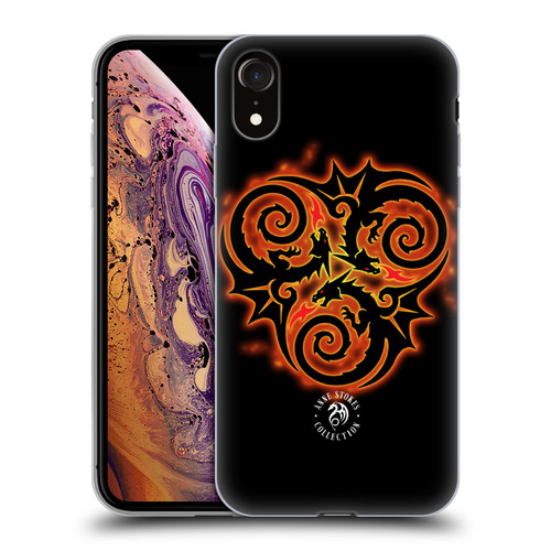 Anne Stokes Fire Tribal Triple Dragon Soft Gel Case for Apple iPhone XR