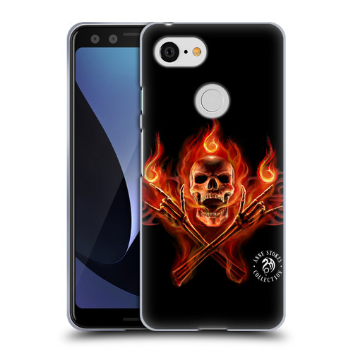 Anne Stokes Fire Tribal Hell Skull Soft Gel Case for Google Pixel 3