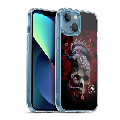 Anne Stokes Oriental Skull Red Dragon Swirls Soft Gel Case for Apple iPhone 13 Mini & MagSafe