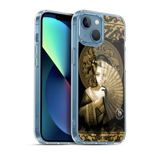 Anne Stokes Oriental Skull Geisha Sepia Soft Gel Case for Apple iPhone 13 Mini & MagSafe