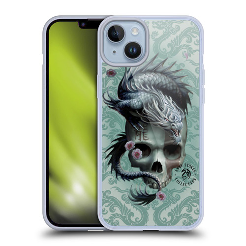 Anne Stokes Oriental Skull Green Dragon Swirls Soft Gel Case for Apple iPhone 14 Plus