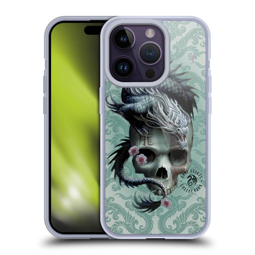 Anne Stokes Oriental Skull Green Dragon Swirls Soft Gel Case for Apple iPhone 14 Pro