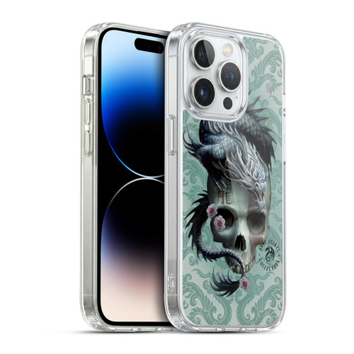 Anne Stokes Oriental Skull Green Dragon Swirls Soft Gel Case for Apple iPhone 14 Pro & MagSafe