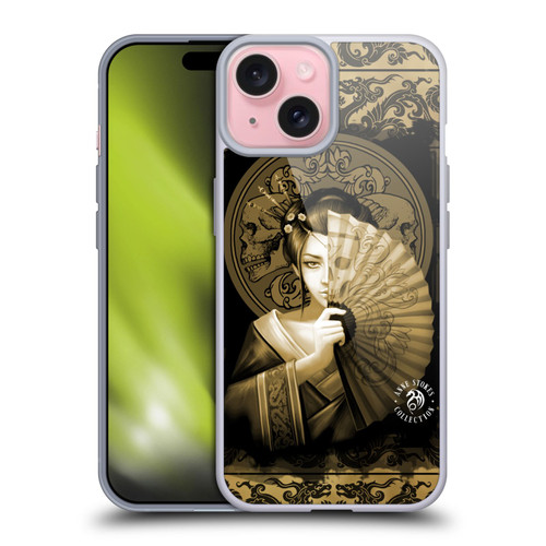 Anne Stokes Oriental Skull Geisha Sepia Soft Gel Case for Apple iPhone 15
