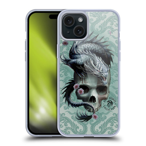 Anne Stokes Oriental Skull Green Dragon Swirls Soft Gel Case for Apple iPhone 15 Plus