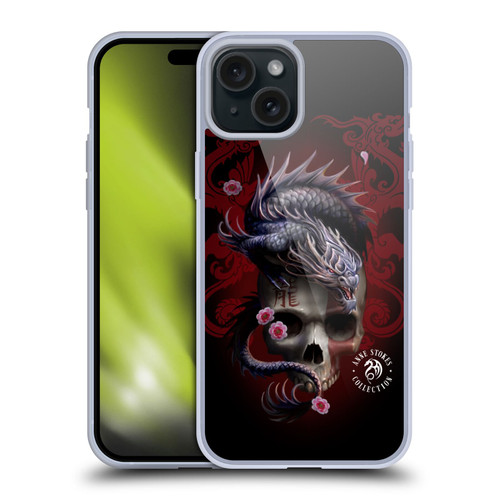 Anne Stokes Oriental Skull Red Dragon Swirls Soft Gel Case for Apple iPhone 15 Plus