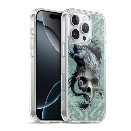 Anne Stokes Oriental Skull Green Dragon Swirls Soft Gel Case for Apple iPhone 16 Pro & MagSafe