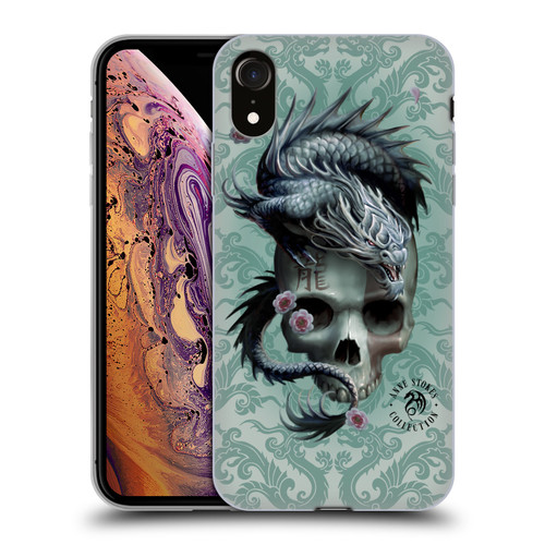 Anne Stokes Oriental Skull Green Dragon Swirls Soft Gel Case for Apple iPhone XR