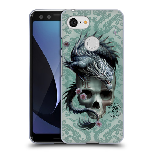 Anne Stokes Oriental Skull Green Dragon Swirls Soft Gel Case for Google Pixel 3
