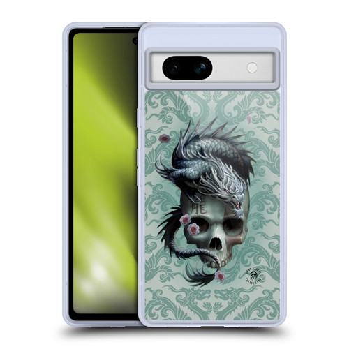 Anne Stokes Oriental Skull Green Dragon Swirls Soft Gel Case for Google Pixel 7a