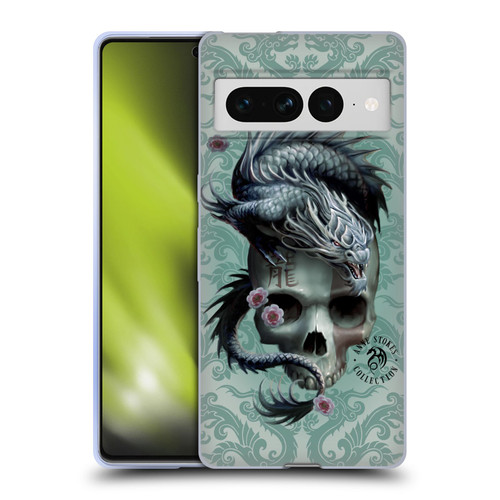 Anne Stokes Oriental Skull Green Dragon Swirls Soft Gel Case for Google Pixel 7 Pro