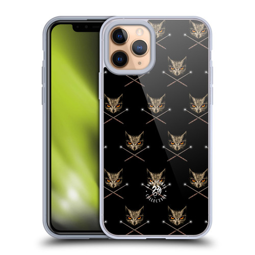 Anne Stokes Owls Cross Wands Patterns Soft Gel Case for Apple iPhone 11 Pro