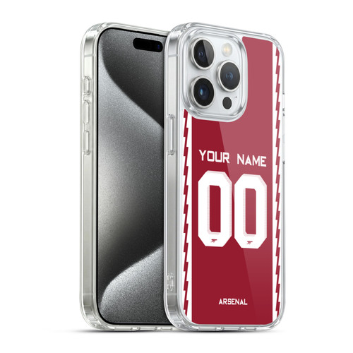 Custom Customised Personalised Arsenal FC 2022/23 Kit Home Soft Gel Case for Apple iPhone 15 Pro & MagSafe