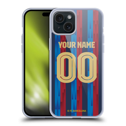 Custom Customised Personalised FC Barcelona 2022/23 Kit Home Soft Gel Case for Apple iPhone 15 Plus