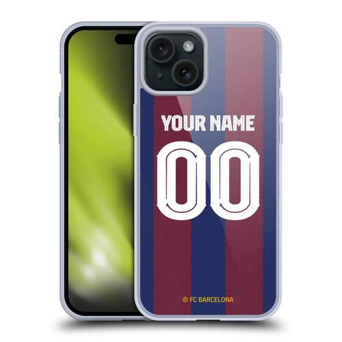 Custom Customised Personalised FC Barcelona 2023/24 Kit Home Soft Gel Case for Apple iPhone 15 Plus