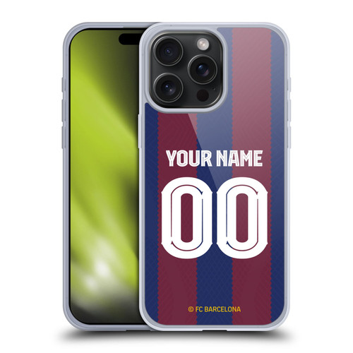 Custom Customised Personalised FC Barcelona 2023/24 Kit Home Soft Gel Case for Apple iPhone 15 Pro Max