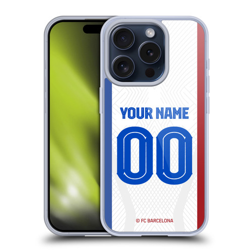 Custom Customised Personalised FC Barcelona 2023/24 Kit Away Soft Gel Case for Apple iPhone 15 Pro