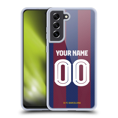 Custom Customised Personalised FC Barcelona 2023/24 Kit Home Soft Gel Case for Samsung Galaxy S21 FE 5G