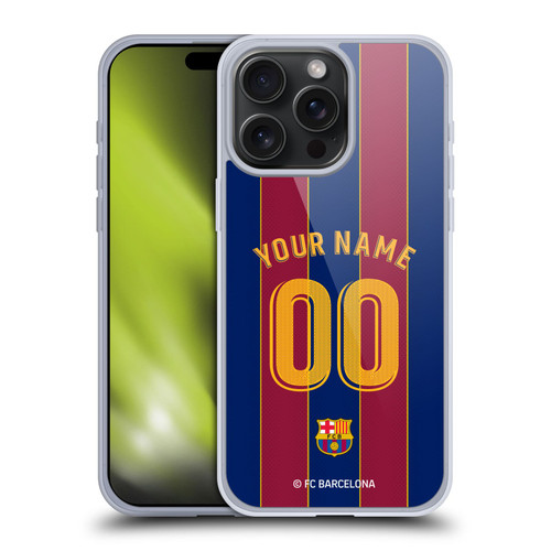 Custom Customised Personalised FC Barcelona 2020/21 Kit Home Soft Gel Case for Apple iPhone 15 Pro Max