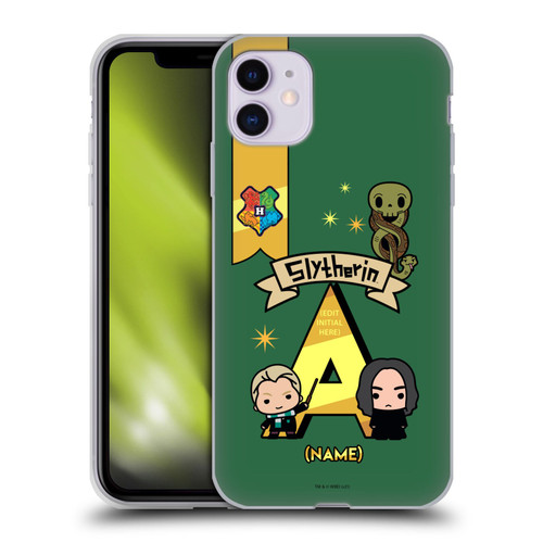 Custom Customised Personalised Harry Potter Deathly Hallows L Name Slytherin Soft Gel Case for Apple iPhone 11