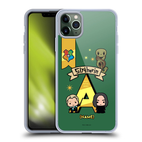 Custom Customised Personalised Harry Potter Deathly Hallows L Name Slytherin Soft Gel Case for Apple iPhone 11 Pro Max