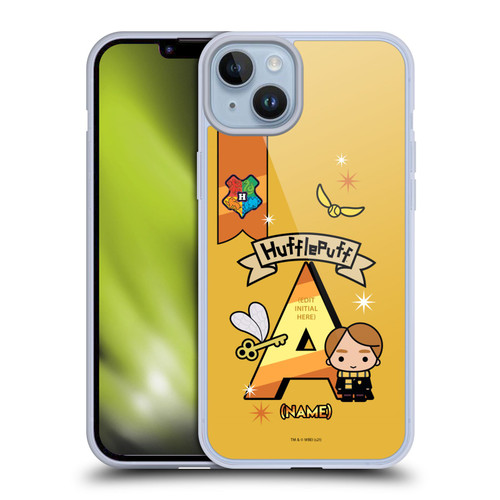 Custom Customised Personalised Harry Potter Deathly Hallows L Name Hufflepuff Soft Gel Case for Apple iPhone 14 Plus