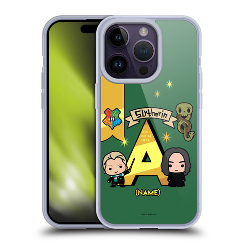 Custom Customised Personalised Harry Potter Deathly Hallows L Name Slytherin Soft Gel Case for Apple iPhone 14 Pro