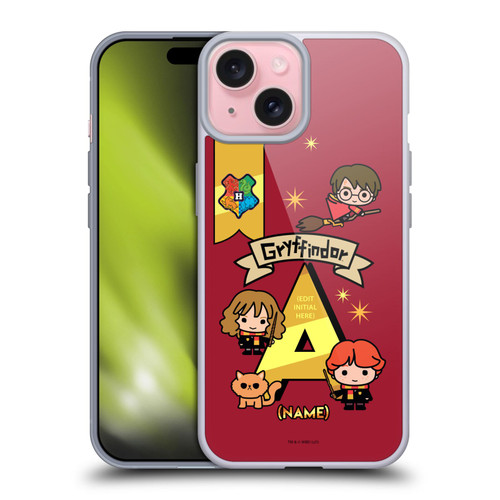 Custom Customised Personalised Harry Potter Deathly Hallows L Name Gryffindor Soft Gel Case for Apple iPhone 15