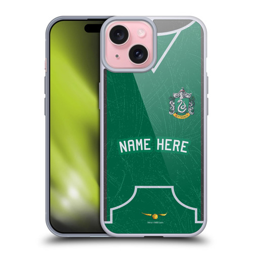 Custom Customised Personalised Harry Potter Deathly Hallows XL Slytherin Soft Gel Case for Apple iPhone 15