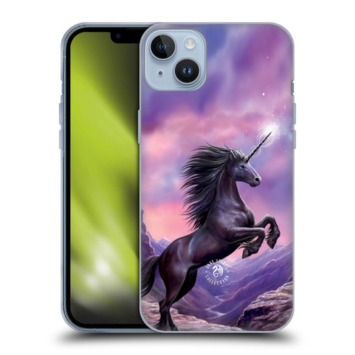 Anne Stokes Mythical Creatures Black Unicorn Soft Gel Case for Apple iPhone 14 Plus