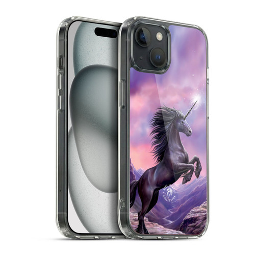 Anne Stokes Mythical Creatures Black Unicorn Soft Gel Case for Apple iPhone 15 Plus & MagSafe