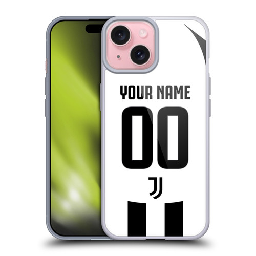 Custom Customised Personalised Juventus Football Club 2024/25 Kit Home Soft Gel Case for Apple iPhone 15