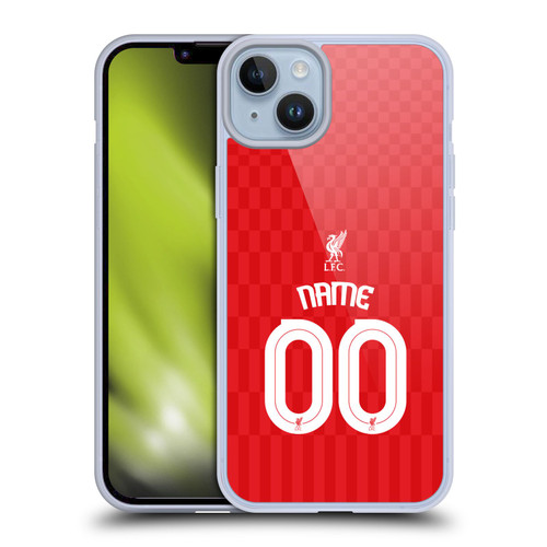 Custom Customised Personalised Liverpool Football Club Personalise Home Away Third Kit Shirt Red Soft Gel Case for Apple iPhone 14 Plus