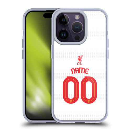 Custom Customised Personalised Liverpool Football Club Personalise Home Away Third Kit Shirt White Soft Gel Case for Apple iPhone 14 Pro