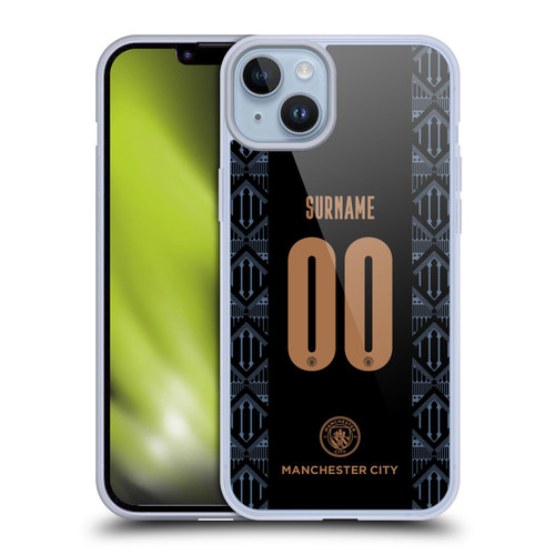 Custom Customised Personalised Manchester City Man City FC 2020/21 Badge Kit Away Soft Gel Case for Apple iPhone 14 Plus