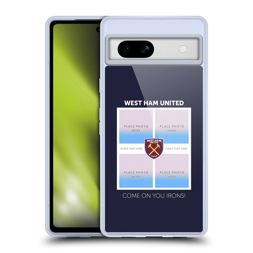 Custom Customised Personalised West Ham United FC Claret Retro Claret Soft Gel Case for Google Pixel 7a